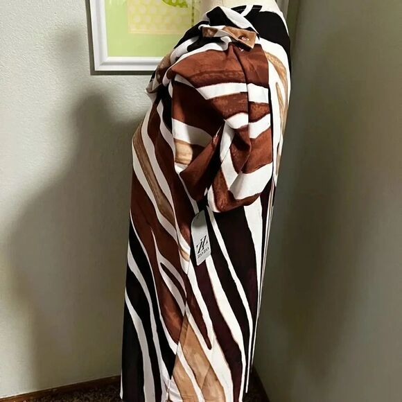 NWT ZOZO Adjustable sleeves Open Cardigan Size Small Cream, Brown & Tan #MSCC1 - Picture 3 of 5